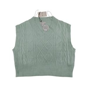 Sincerely Jules Sweater Vest‎ Womens Cable Knit Sleeveless Mint Green Size M